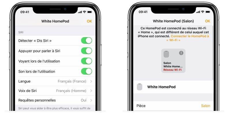 Aperçu de la page de réglage Apple sur iPhone