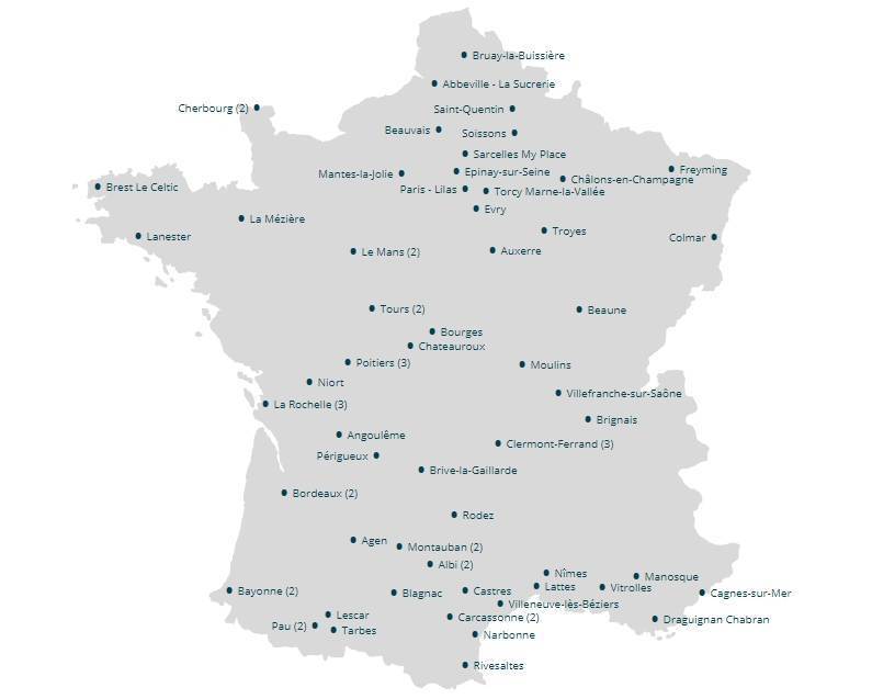 Liste et carte des cinémas Mega CGR
