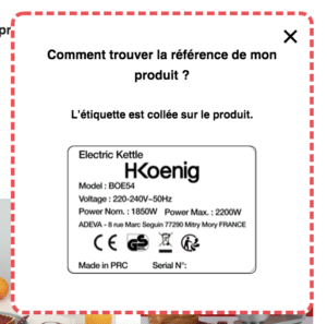 Trouver référence produit Koenig