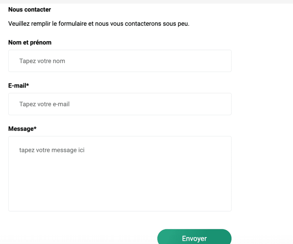 Formulaire de contact Zenledger