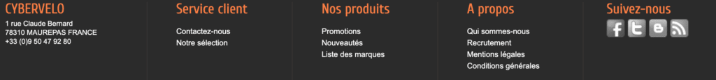 Aperçu de la page d’assistance du site Cybervelo
