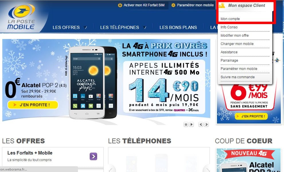 Espace client de La Poste Mobile