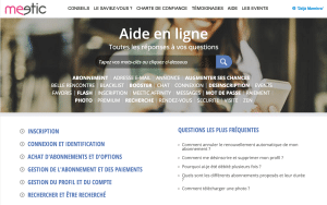Aperçu de l'aide en ligne Meetic