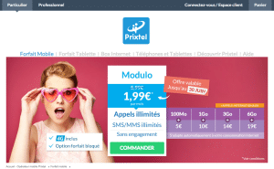 Interface du site Prixtel