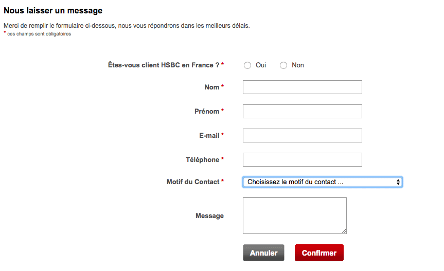 Formulaire HSBC