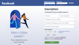 Aperçu du site facebook