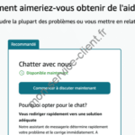 Aperçu de la page d'assistance Amazon