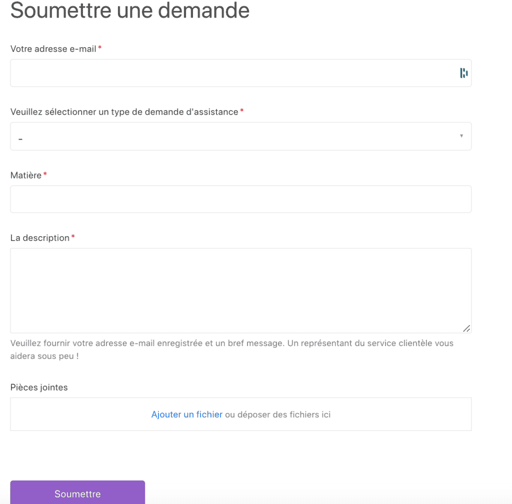 Page formulaire contact Ascendex