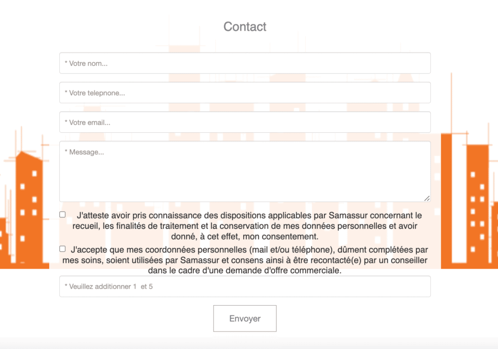 Page de contact Samassur