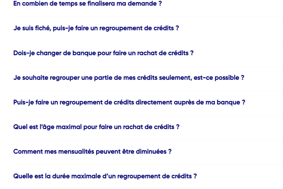 Aperçu de la page FAQ du site Ymanci