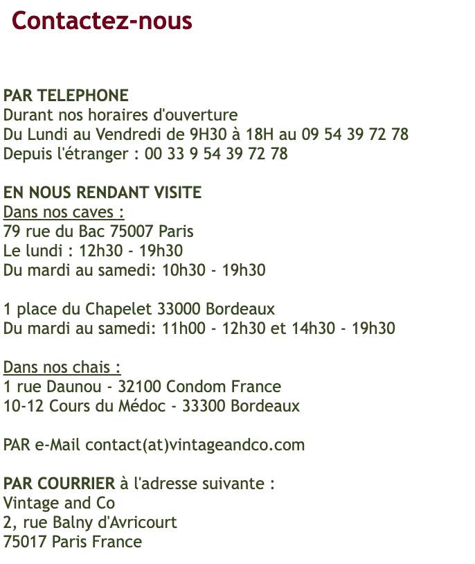 coordonnées de contact et horaires du service client vintage and co