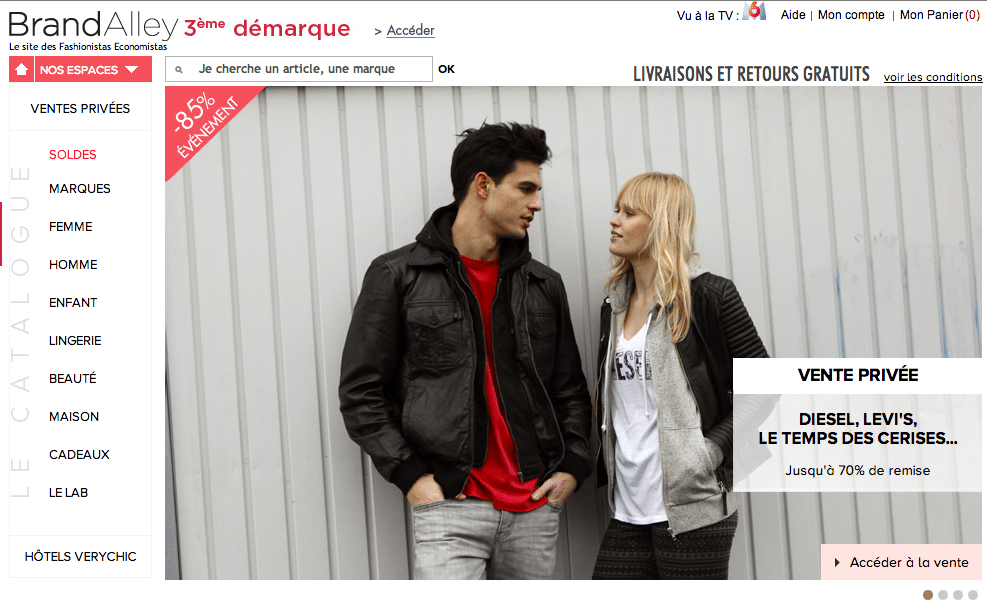 Interface du site Brandalley