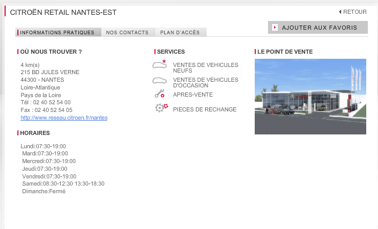 horaires et numéro citroen