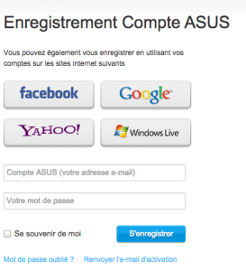 Pour créer un compte Asus