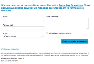 Formulaire de contact se loger