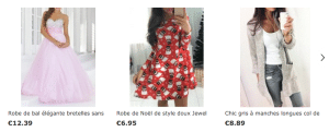 Exemple de produits vendus sur Sammydress.com