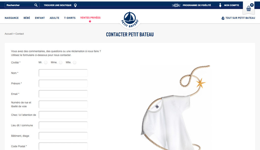 Formulaire Petit Bateau