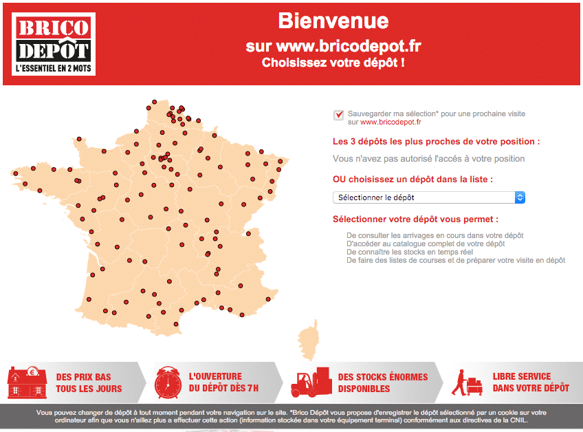 Liste magasins Brico Dépôt