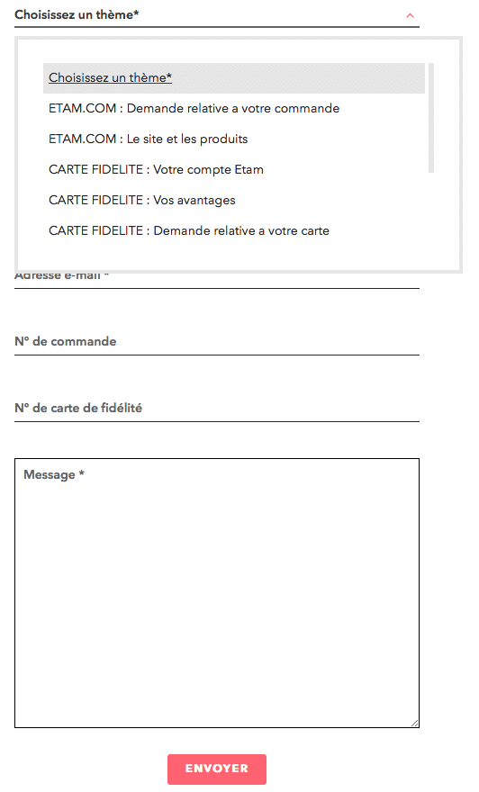 Formulaire Contact Etam