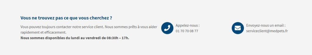 Coordonnées de contact du site Medpets