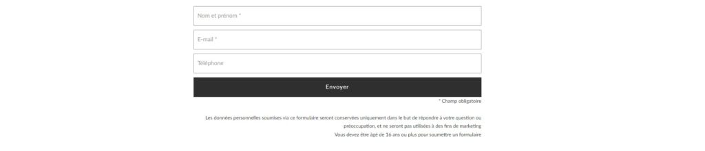 Aperçu du formulaire de contact de Foodspring