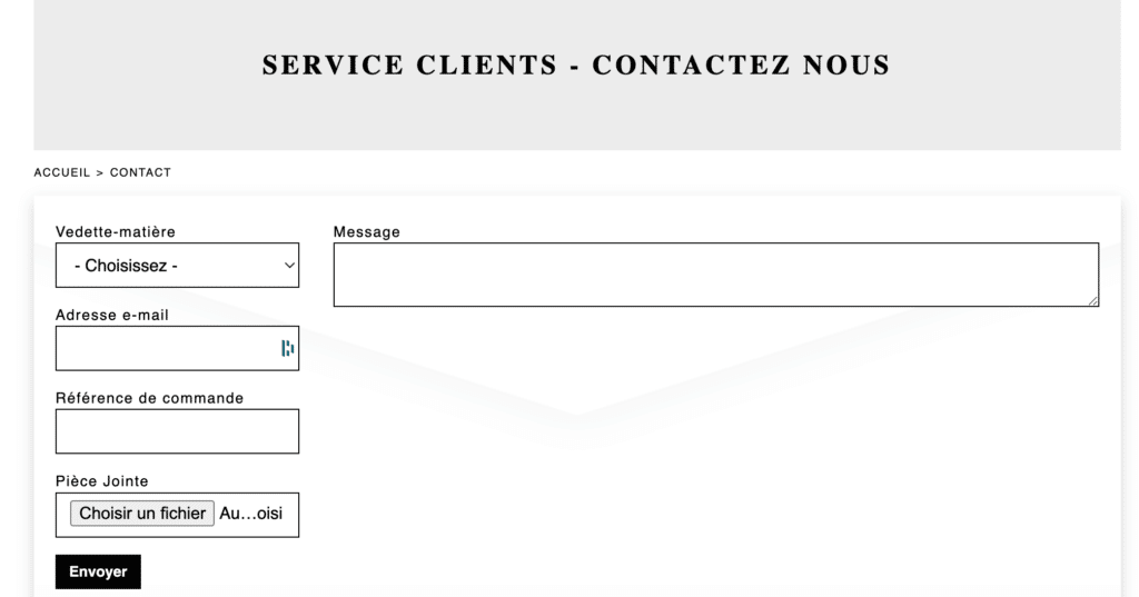 Page de contact Jolie Demoiselle