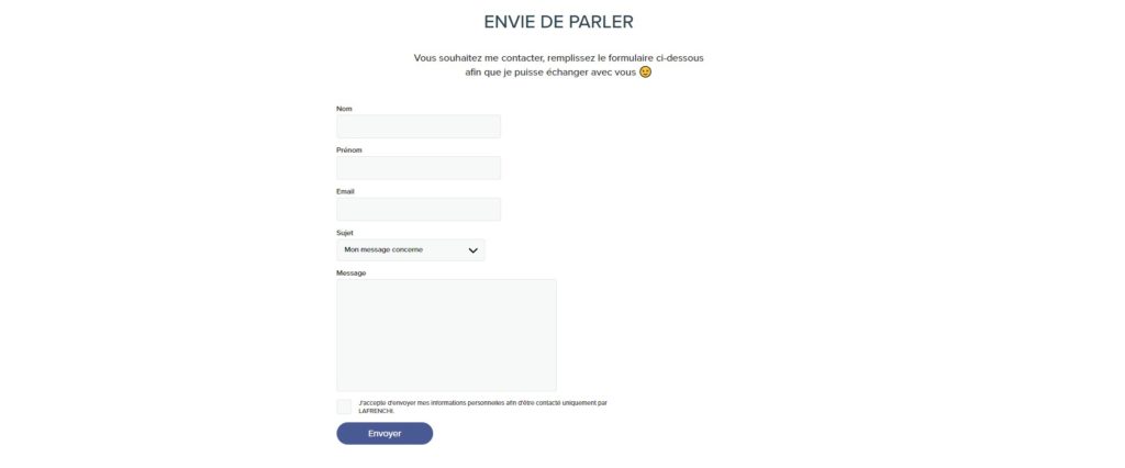 Aperçu du formulaire de contact de Lafrenchi