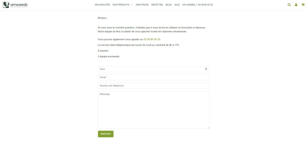 Numéro de téléphone du service client Amoseeds