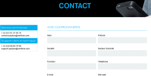 Page de contact du site officiel Paybox