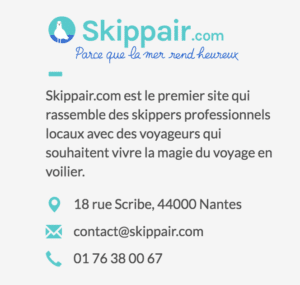 coordonnées de contact Skippair