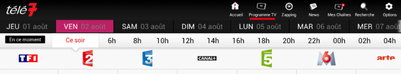 Bandeau programme Télé 7 jours