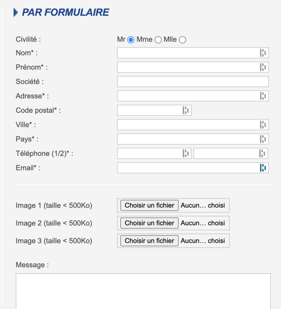 Formulaire de contact Télécommande Toutes Marques