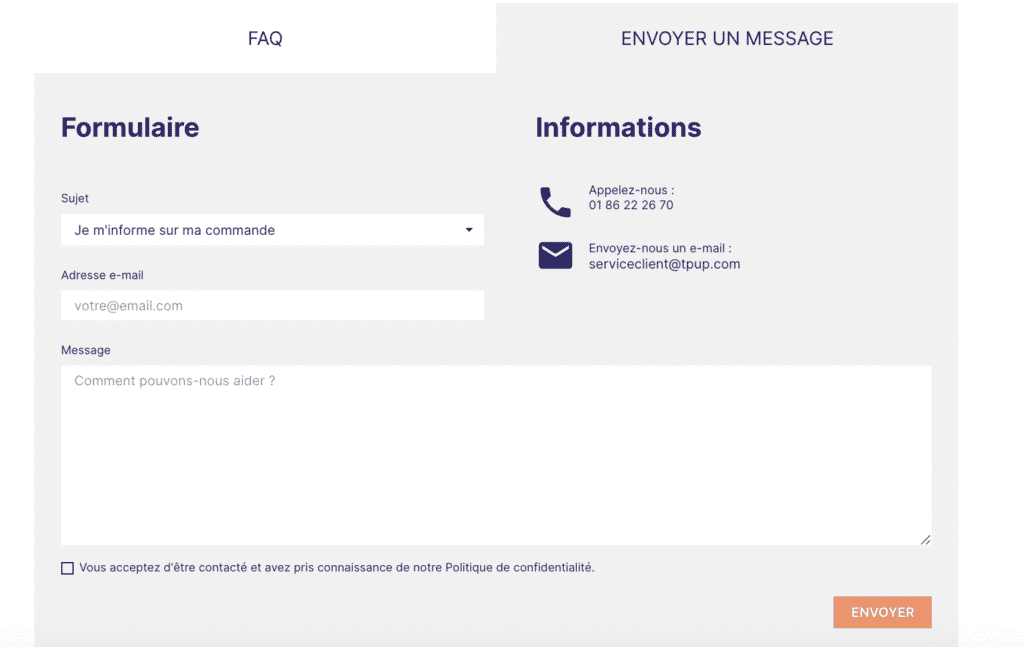 Page contact TPUP.com