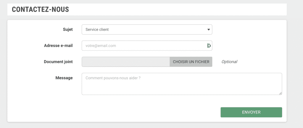 Page de contact Merson