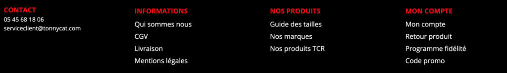 Aperçu de la page d’assistance du site Tonnycat