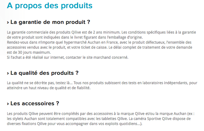 Exemple FAQ Qilive