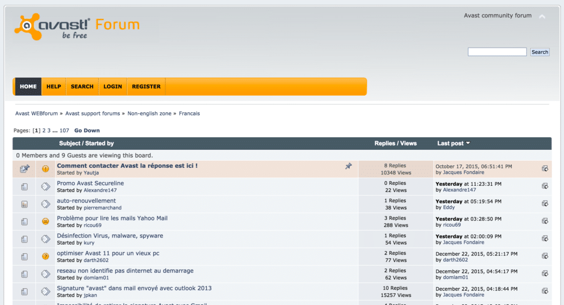support en ligne avast