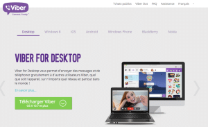 Aperçu du site internet Viber