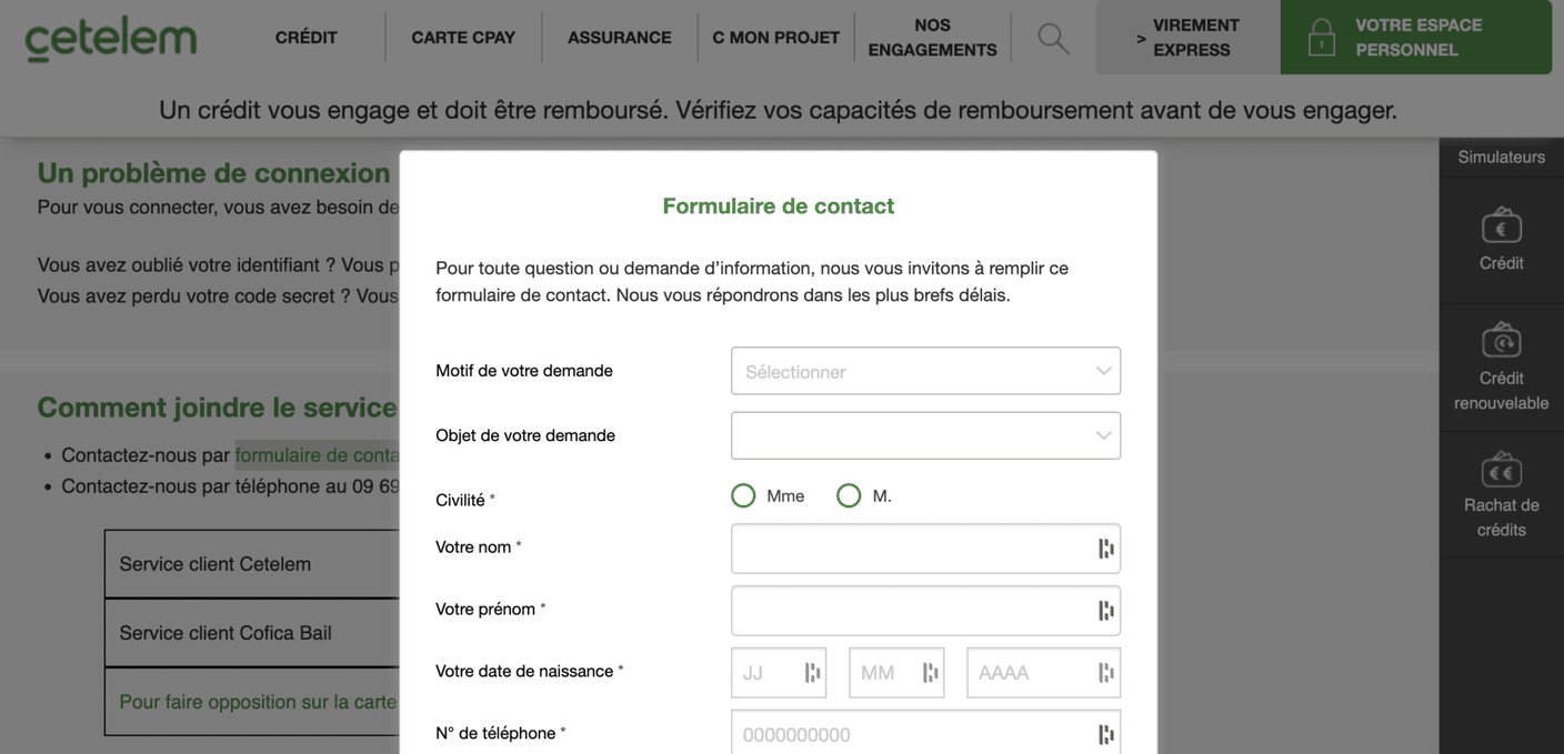 Formulaire contact