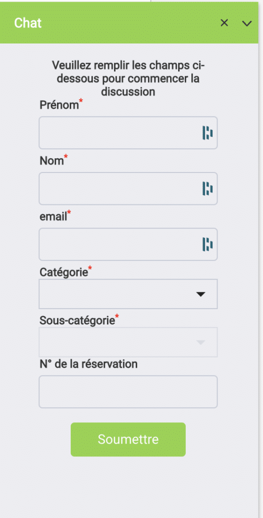 Aperçu du formulaire de contact de Flixbus