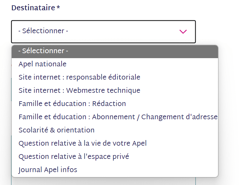 Formulaire de contact Famille & Education