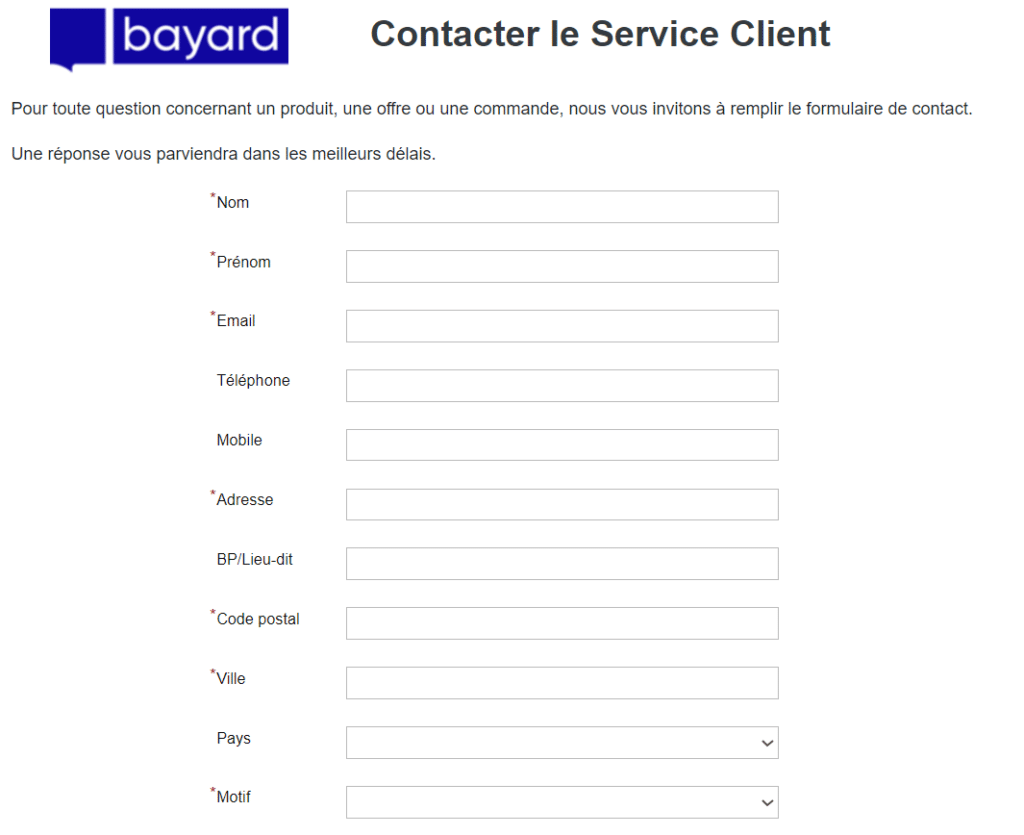 Formulaire de contact La Croix