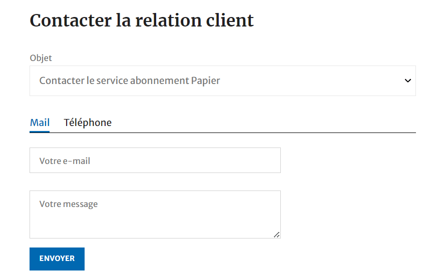 Formulaire de contact Le Progrès