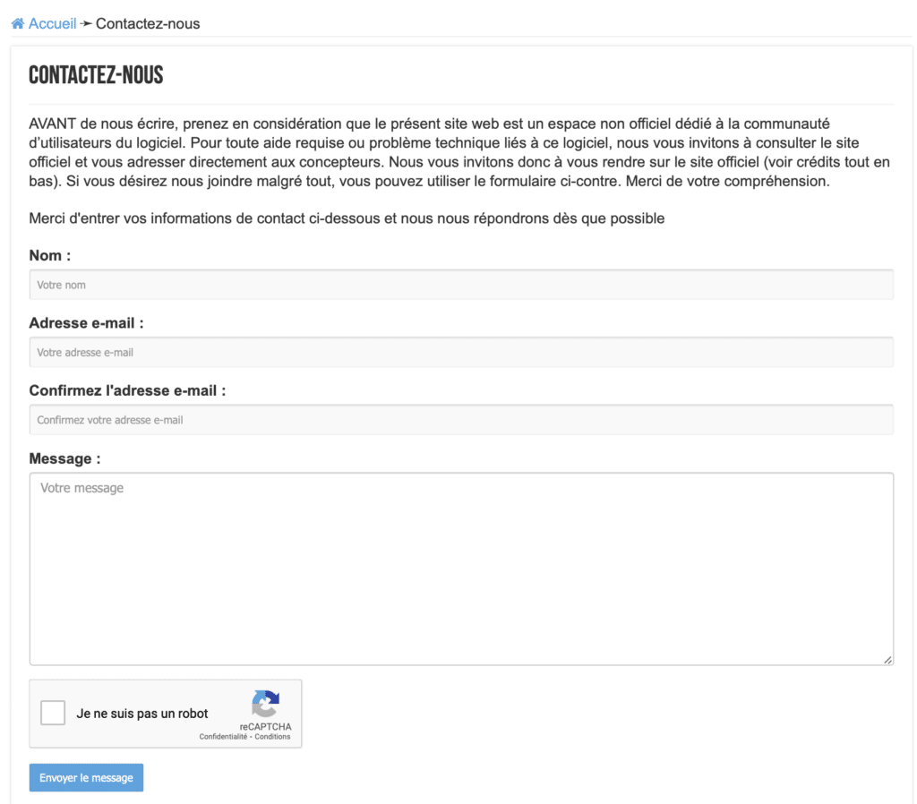 formulaire de contact OpenOffice