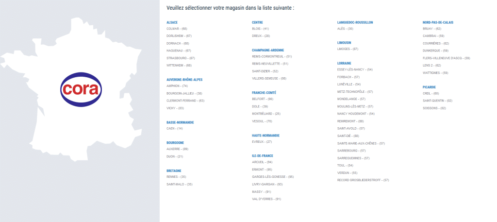 carte magasins cora