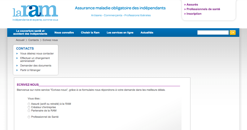 Formulaire contact La Ram