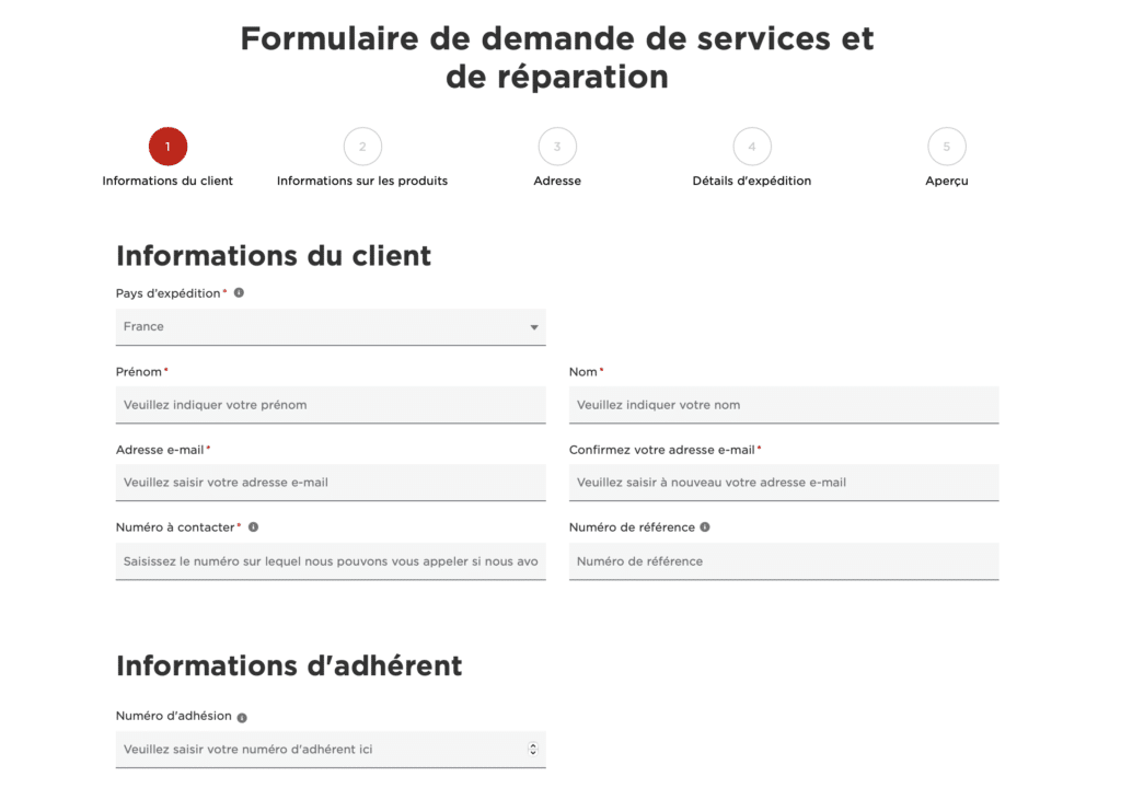 formulaire réparation canon