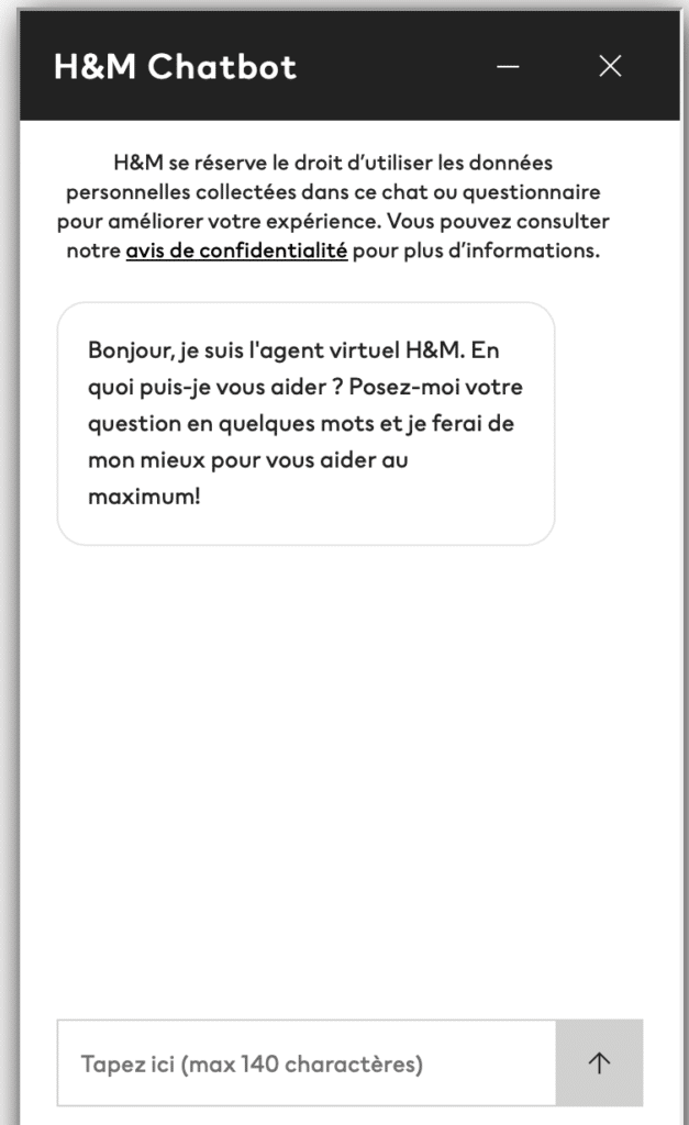 chat en ligne H&M