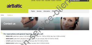page de contact air baltic