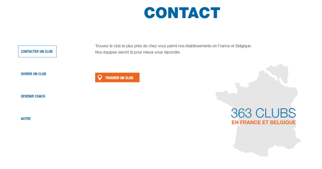 Aperçu de la page de contact du site Orange Bleue